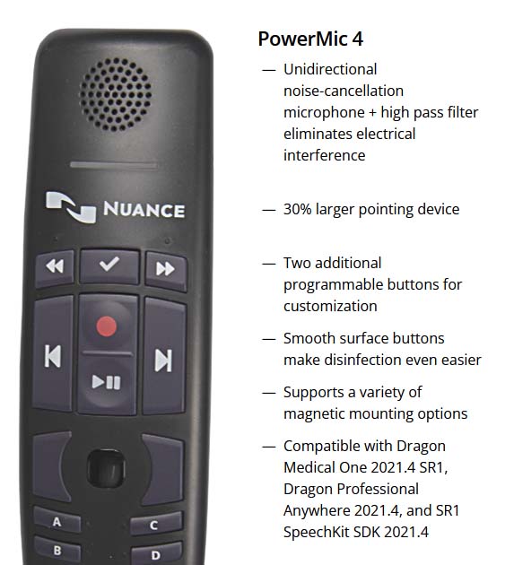 Nuance PowerMic 4 for Dragon speech recognition