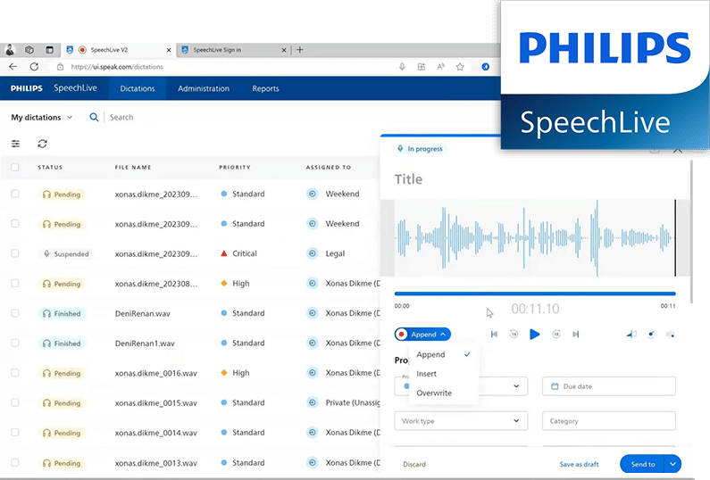 philips speechlive transcription dictation workflow management